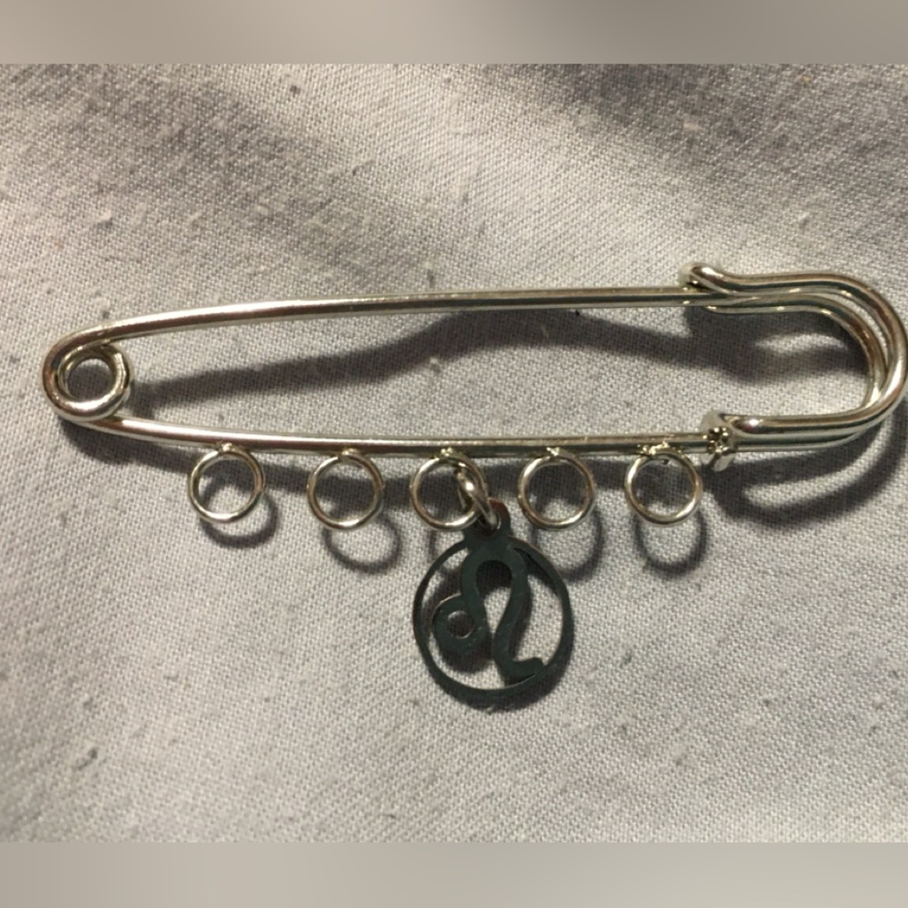 Charm Brooch/Pin with Leo Charm